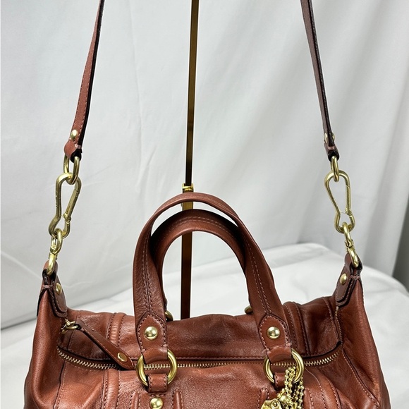 Coach Brown/Rust Leather Satchel/Shoulder Bag with Gold Accents (3 Hang Tags) - Picture 9 of 15